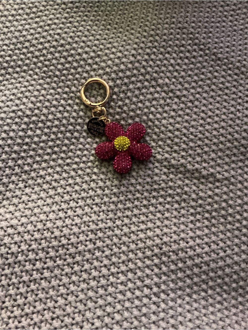 Gold-Tone Pink Rhinestones Flower Keychain/Bag Charm Absolutely Stunning 🤩